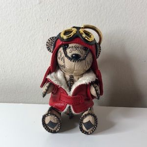 MCM Visetos Aviator pilot bear handbag charm red